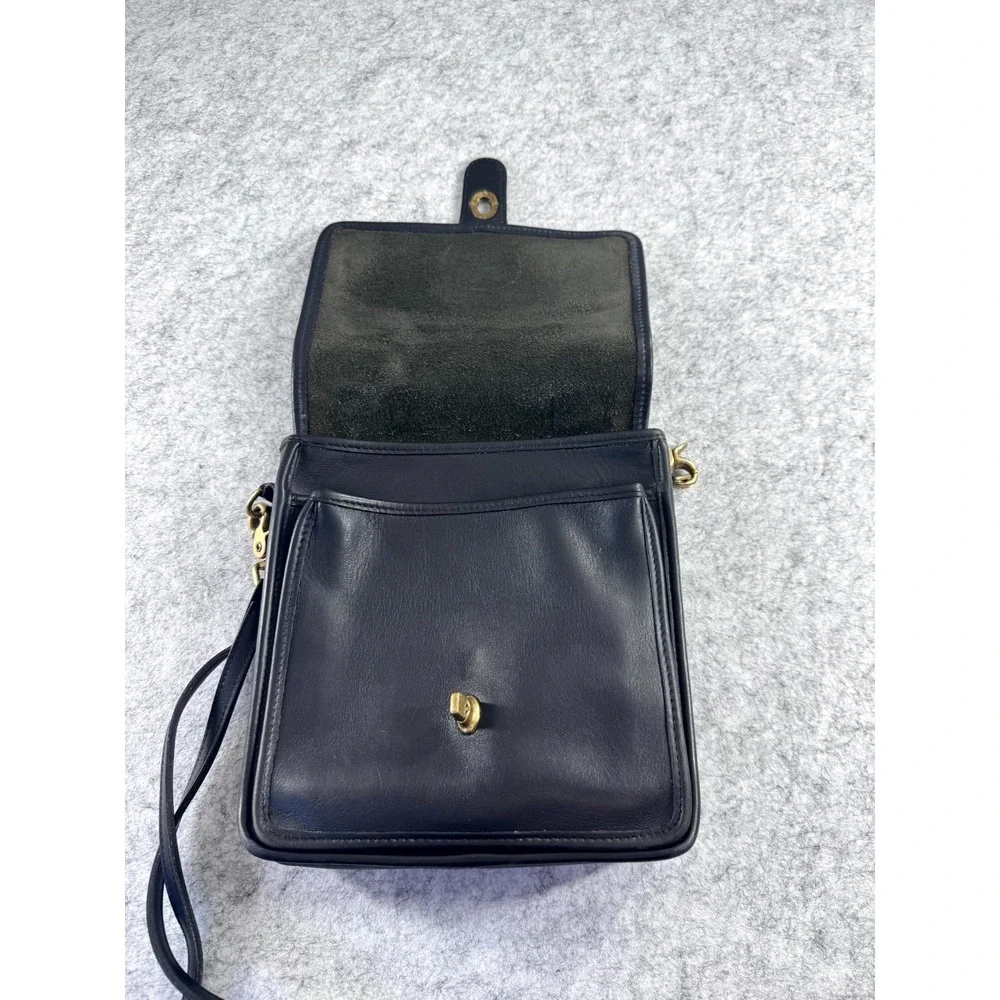 Vintage Coach Willis Top Handle cross Bag Women's Black Leather Inner Pockets